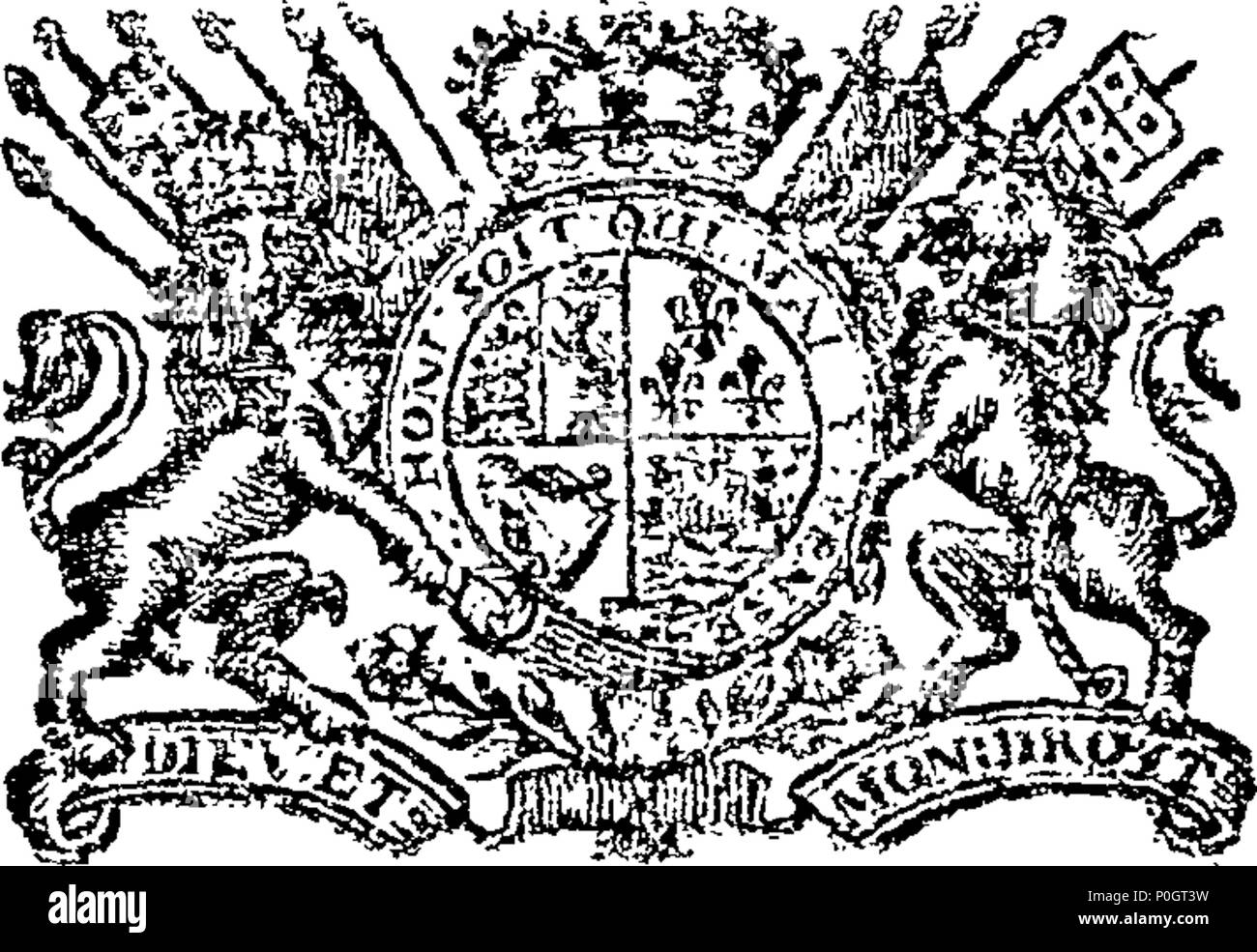 . Englisch: Fleuron aus Buch: Handlungen und Gesetze in einem Parlament in Dublin, der Zwölften November Anno Dom begonnen. 1715. Im zweiten Jahr der Herrschaft unseres Gnädigen Herr King George, bevor Er Seine Gnade Charles Herzog von Grafton, und Seine Exzellenz Heinrich Graf von Gallway, Herren Richter allgemein und allgemeine Gouverneure von Irland. Und unter Seiner Gnade Charles Duke von Bolton, Herr Generalleutnant und Gouverneur von Irland, von mehreren Prorogations des 23 7. August 1717 fortgesetzt. Und unter Seiner Gnade Charles Duke von Bolton, Lord Lieutenant Gen fortgesetzt Stockfoto