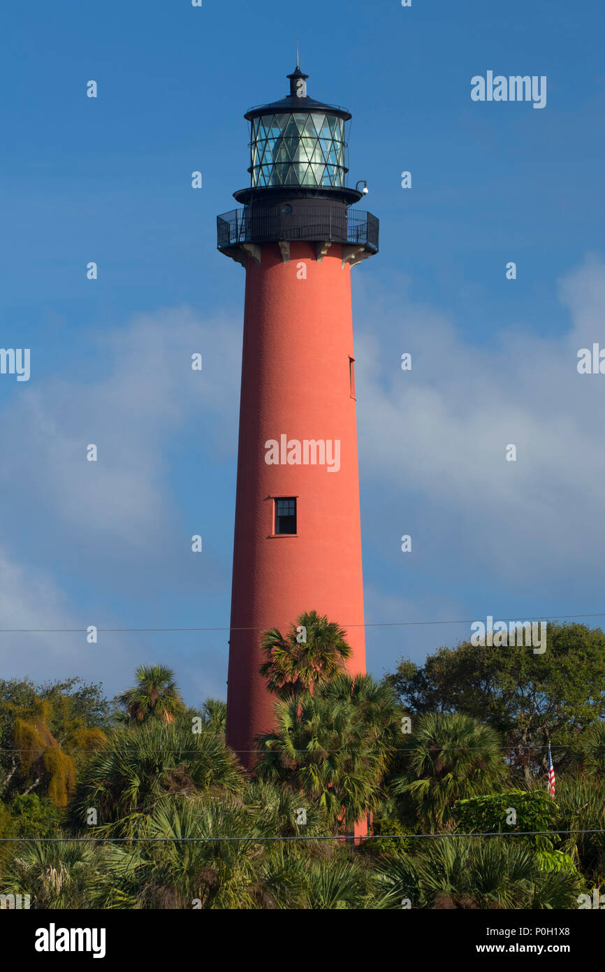 Jupiter Inlet Leuchtturm, Jupiter Inlet Leuchtturm & Museum, Jupiter Inlet Leuchtturm hervorragenden natürlichen Bereich, Florida Stockfoto