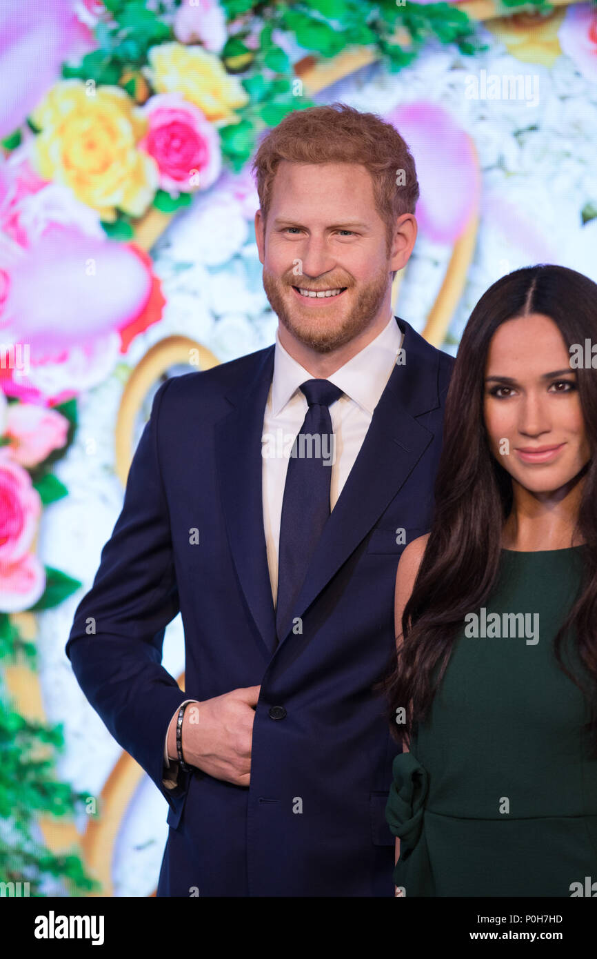 Waxwork Modell der ehemaligen Schauspielerin Meghan Markle ist vor dem 19. Mai Hochzeit mit Prinz Harry vorgestellt. Mit: Prinz Harry Wo: London, Großbritannien Wann: 09. Mai 2018 Credit: Phil Lewis/WENN.com Stockfoto