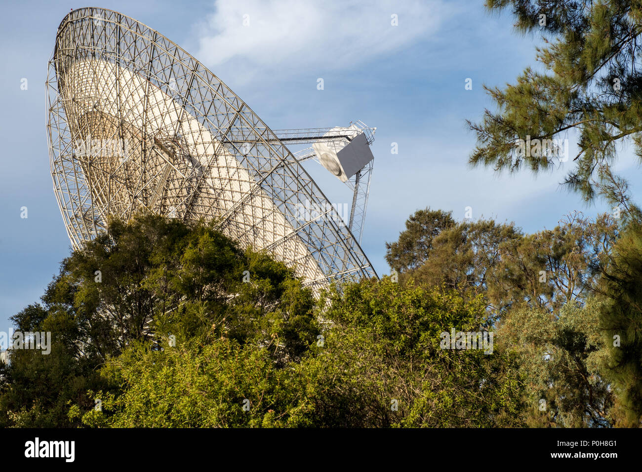 Parkes Radio Teleskop ist eine 64-m Durchmesser Parabolantenne für Radioastronomie verwendet. Dieses Teleskop hat live Bilder zum Fernsehen, wenn man 1 auf dem Mond in Apollo 11 am 21. Juli 1969 - Parkes landete, New South Wales, Australien Stockfoto