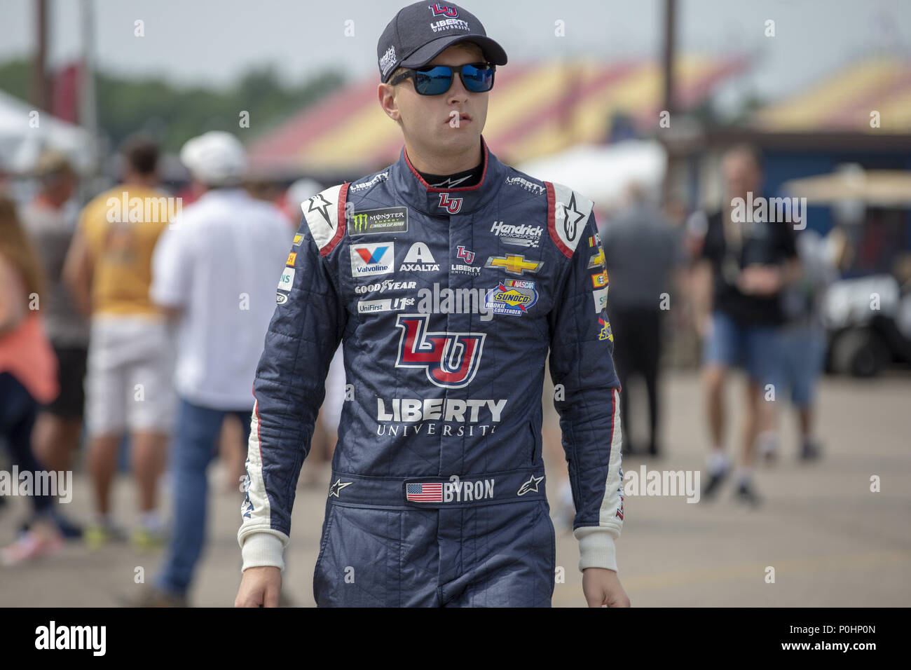 Brooklyn, Michigan, USA. 8. Juni 2018. William Byron (24) macht sich bereit für die FireKeepers Casino 400 am Michigan International Speedway in Brooklyn, Michigan zu üben. Credit: Stephen A. Arce/ASP/ZUMA Draht/Alamy leben Nachrichten Stockfoto