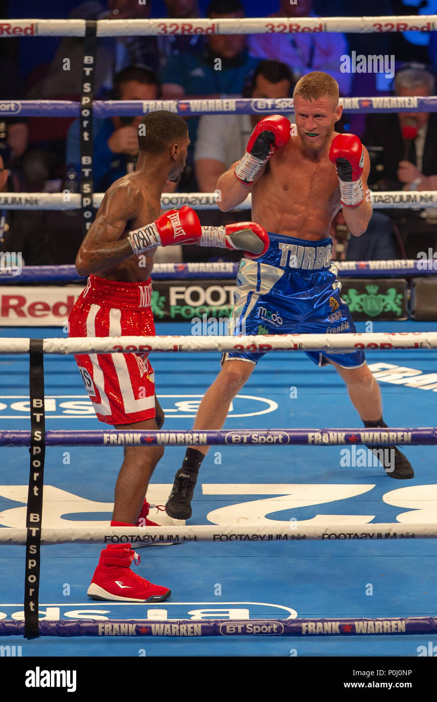 Arena in Manchester, Manchester, UK. 9. Juni, 2018. Frank Warren Boxing Promotions, Tyson Fury gegen Sefer Seferi, undercard kämpfen; Terry Flanagan in einem WBO-Super-Lightweight WM-Kampf gegen Maurice Hooker Credit: Aktion plus Sport/Alamy leben Nachrichten Stockfoto