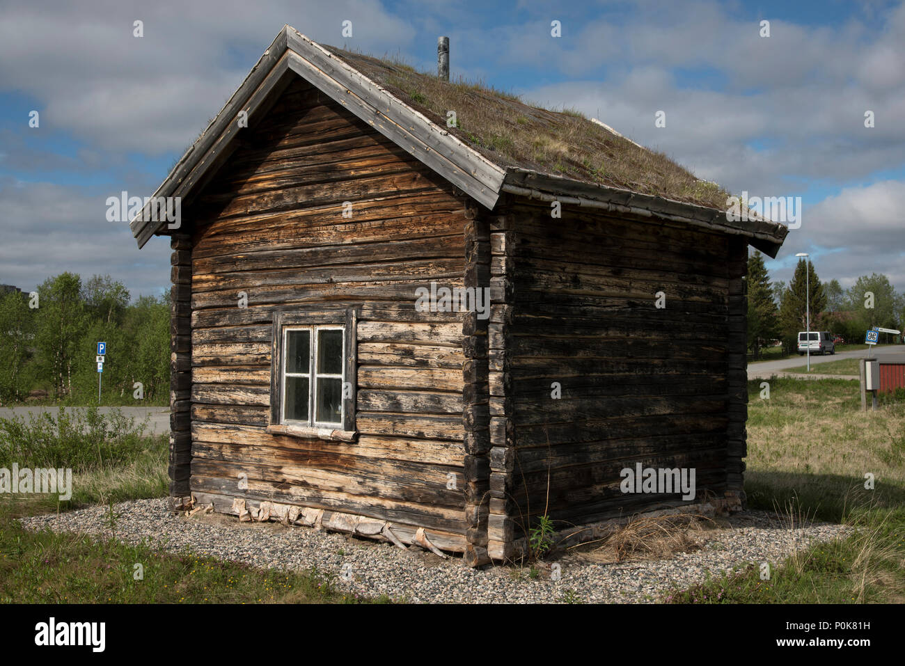 Blockhaus im Hotel können Sie in der Provinz Finnmark Norwegen präsentiert in einem Freilichtmuseum. Stockfoto