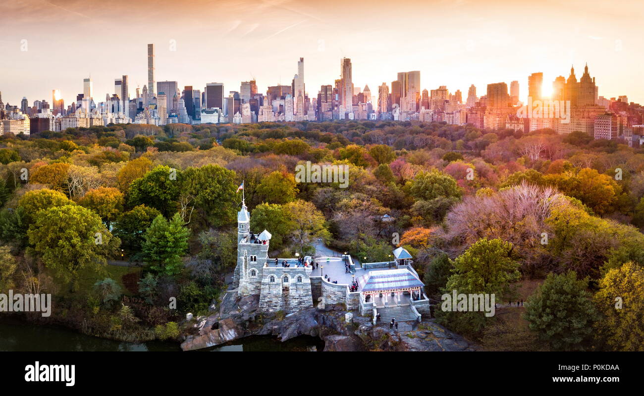 New York Panorama vom Central Park, Luftaufnahme im Herbst Saison Stockfoto