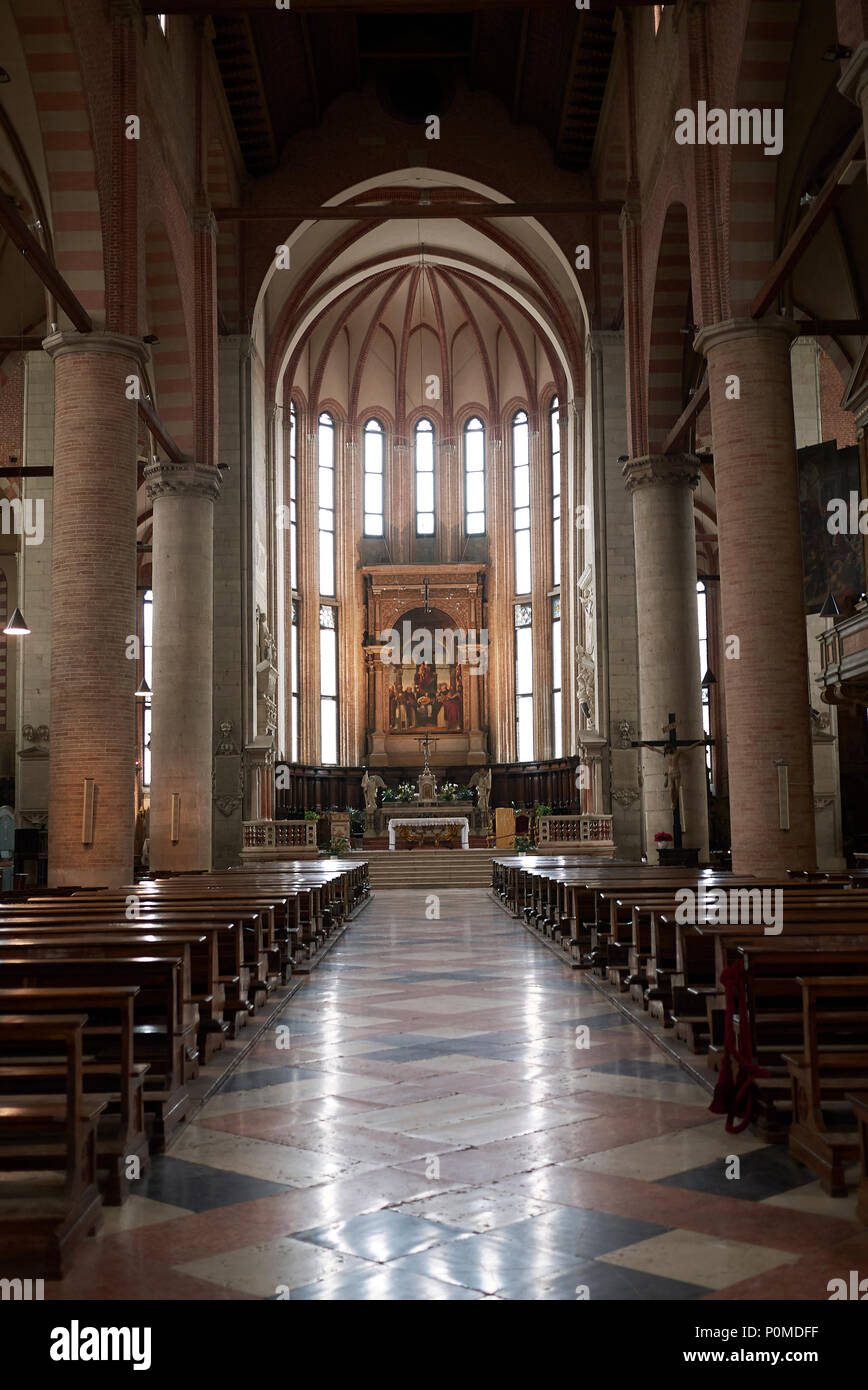 Treviso, Italien - 29. Mai 2018: Ansicht San Nicolo Tempel Innenraum Stockfoto