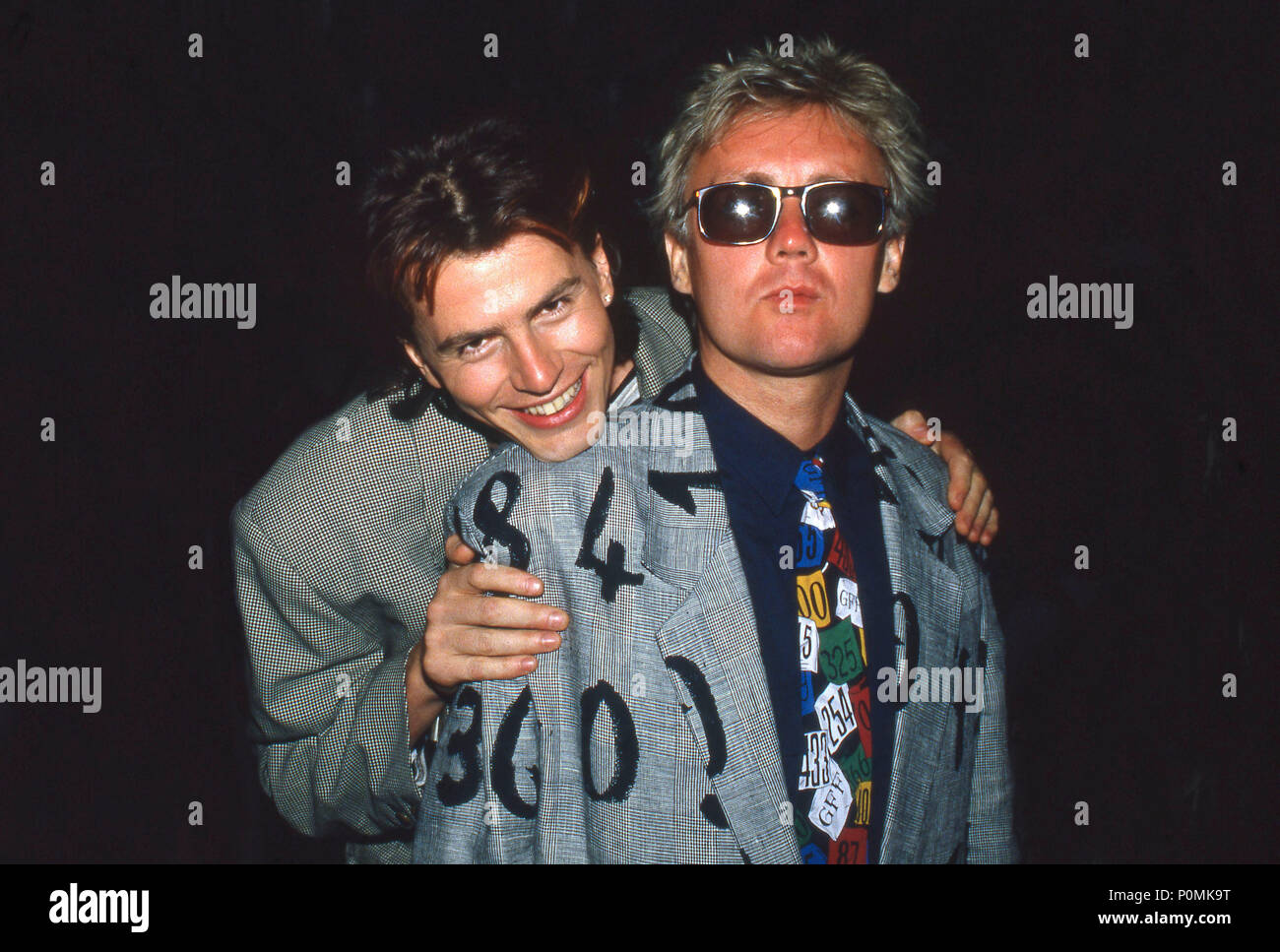 Duran Duran im IBIZA-92 Konzert in 1989: John Taylor mit Queen's Roger Taylor Stockfoto