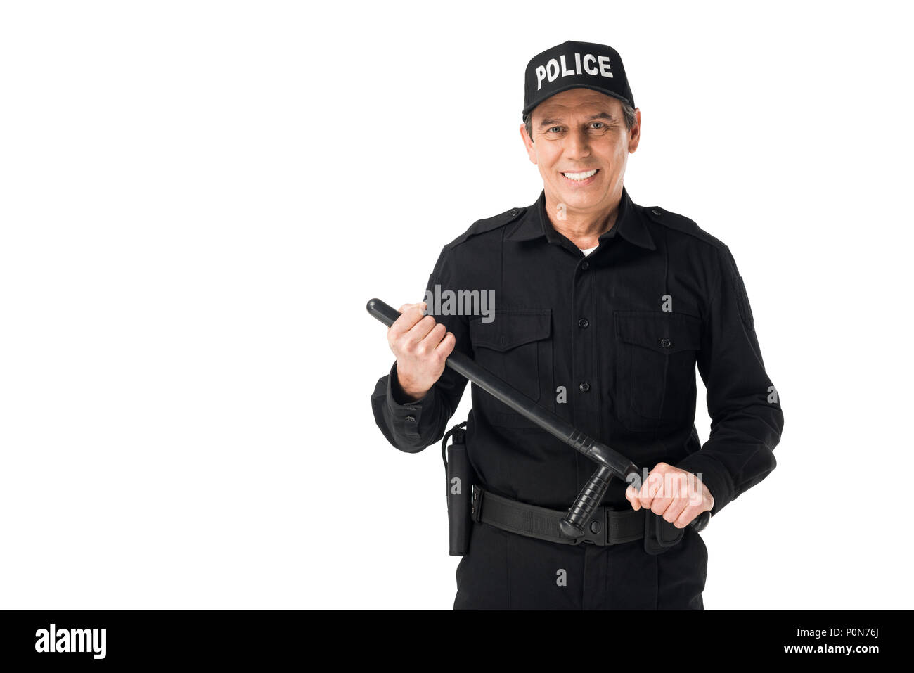 Polizei Schlagstock auf weißem Hintergrund Stockfotografie - Alamy