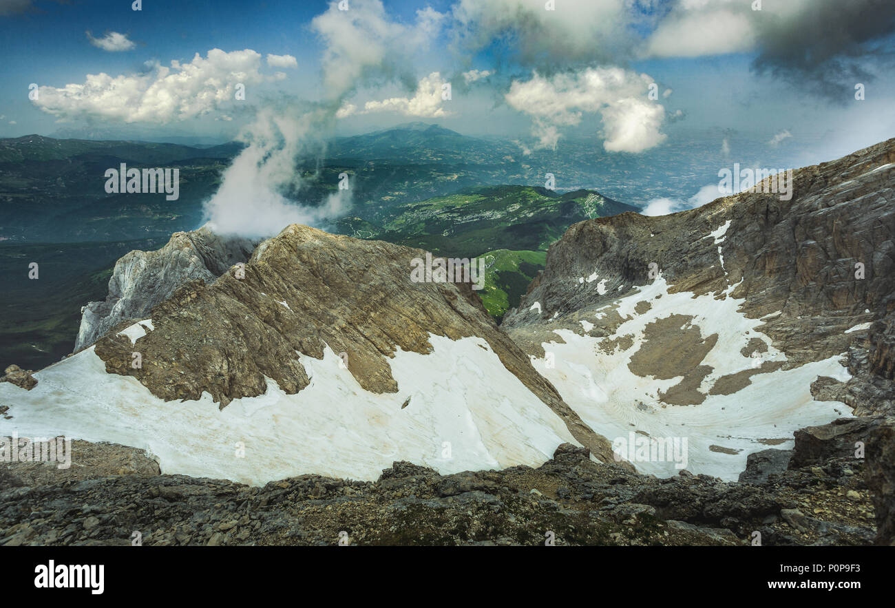 Calderone-Gletscher, der südlichste von Europa. Gran Sasso und monti della Laga Nationalpark, Abruzzen Stockfoto