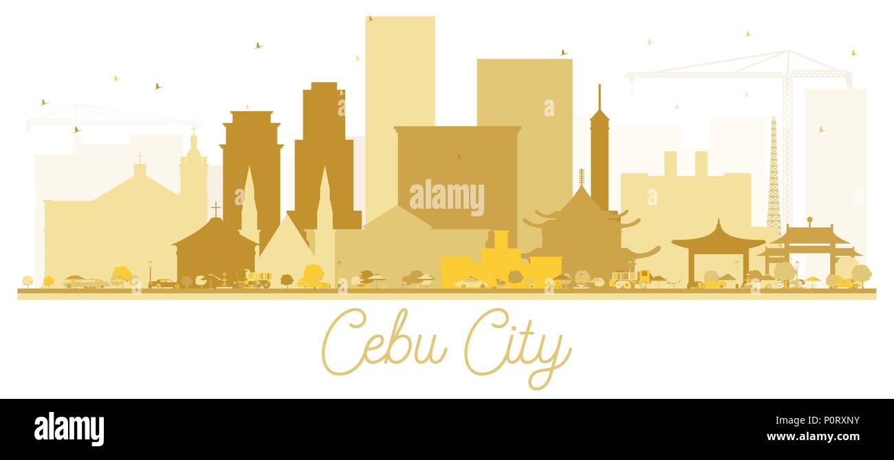 Cebu City Skyline Golden Silhouette. Vector Illustration. Stock Vektor