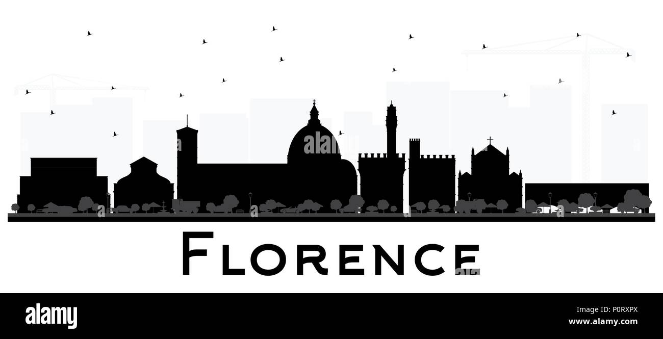 Florenz Italien Skyline der Stadt Silhouette mit schwarzen Gebäude isoliert auf Weiss. Vector Illustration. Stock Vektor