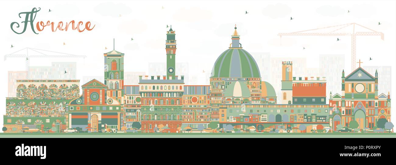 Florenz Italien Skyline der Stadt mit Gebäuden. Vector Illustration. Business Travel und Tourismus Konzept mit moderner Architektur. Stock Vektor