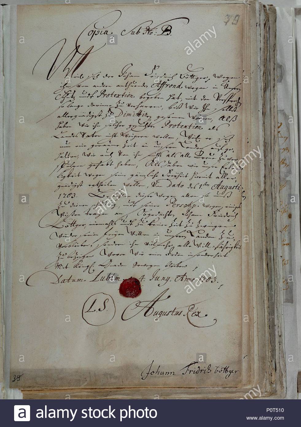 Brief Von König August Von Polen Kurfürst Von Sachsen Johann