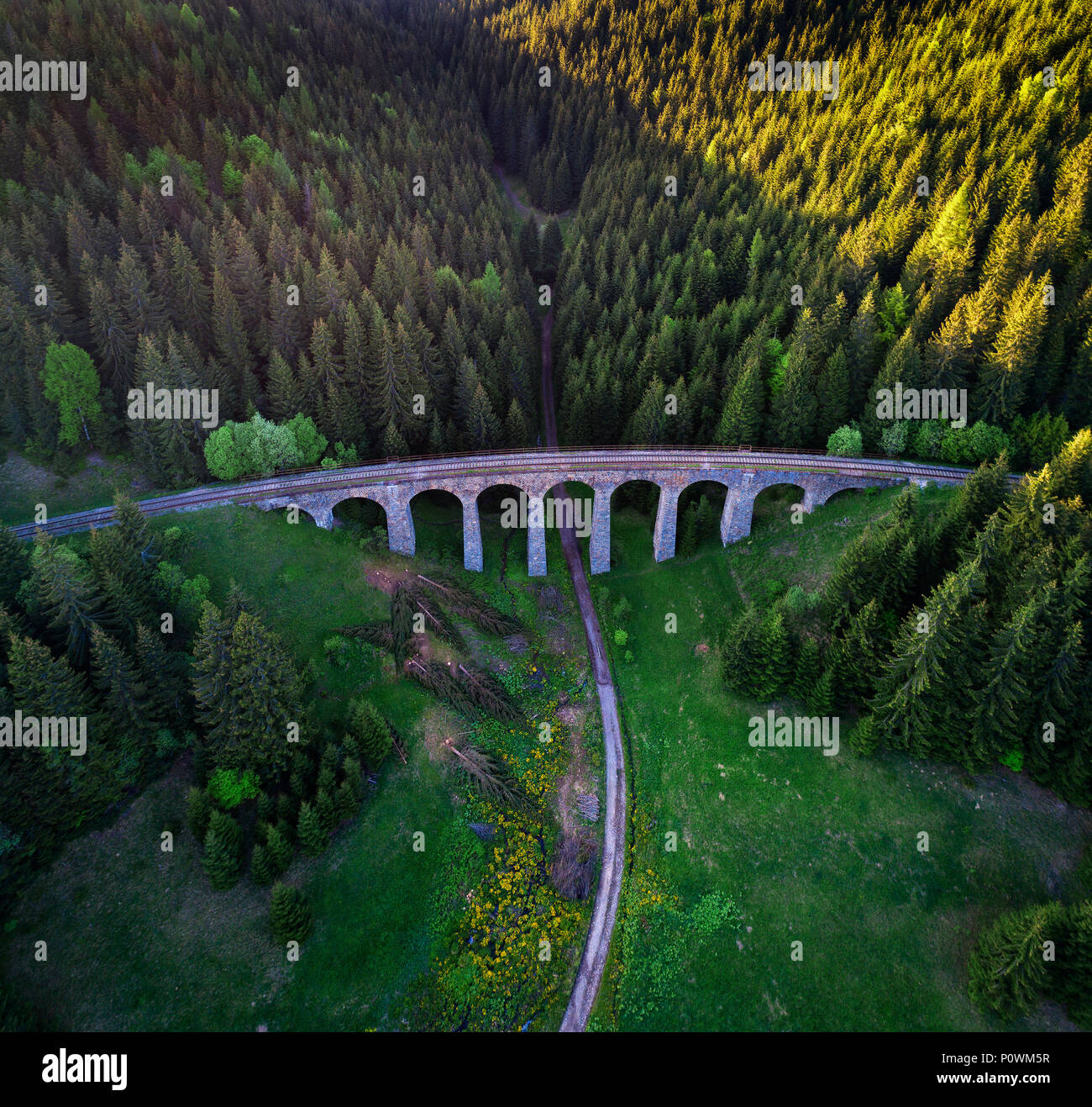 Historisches Eisenbahnviadukt in der Nähe von telgart in der Slowakei Stockfoto