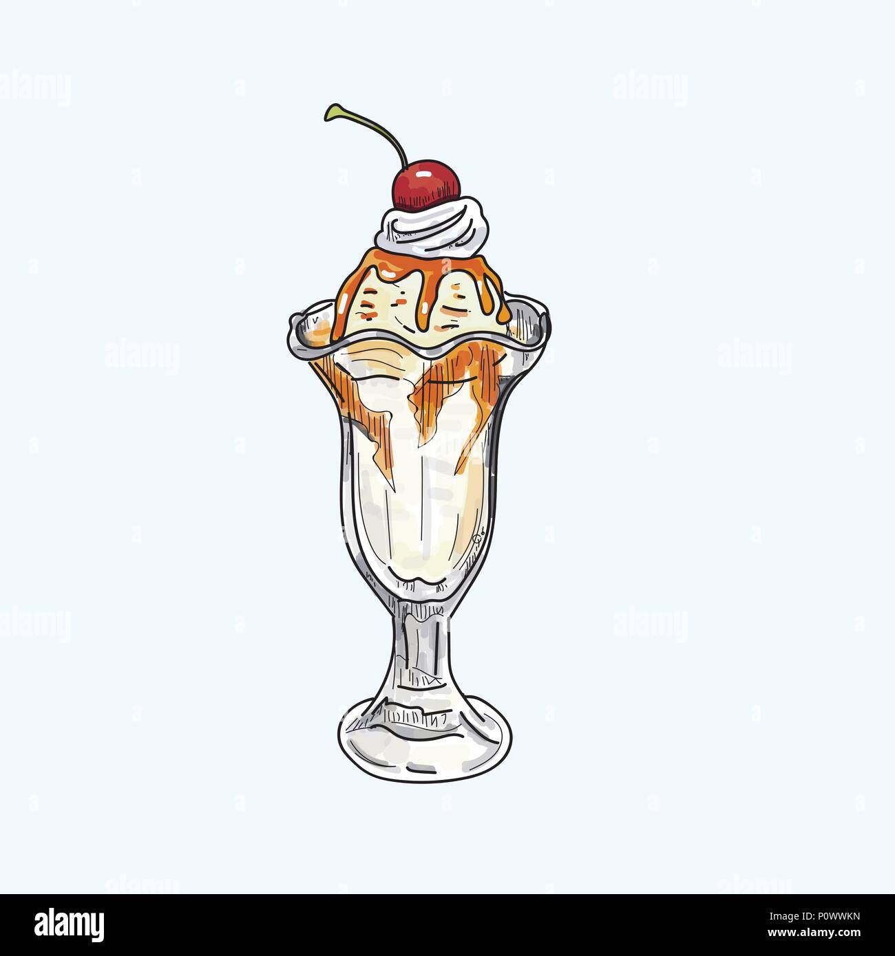 Eis Hand schreiben Karikatur auf hellen Hintergrund. Stock Vektor