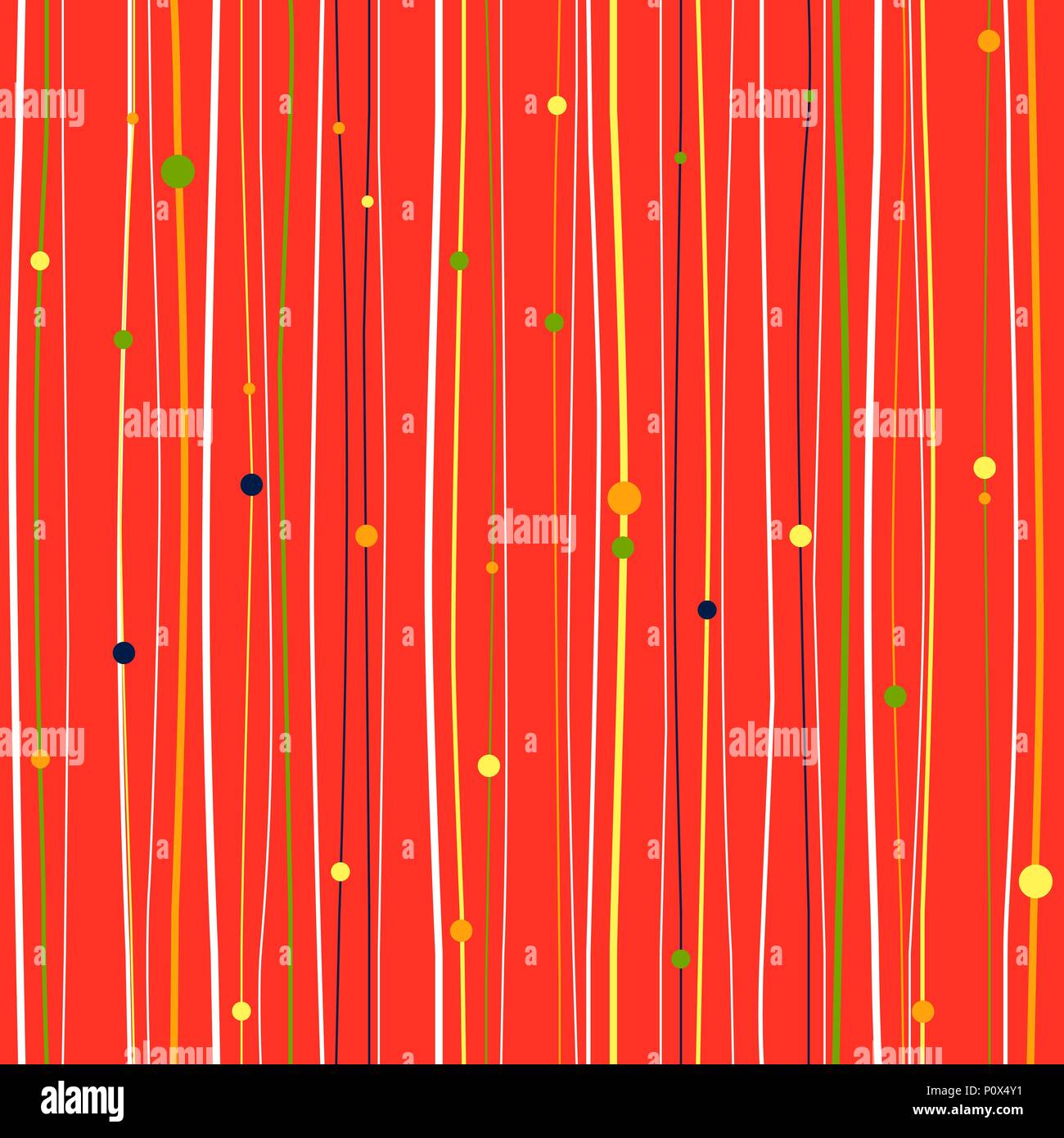 Nahtlose Muster mit Linien und Punkten, abstrakten Hintergrund. Endlose Textur, einfachen Hintergrund. Bunte rote Kulisse. Stock Vektor
