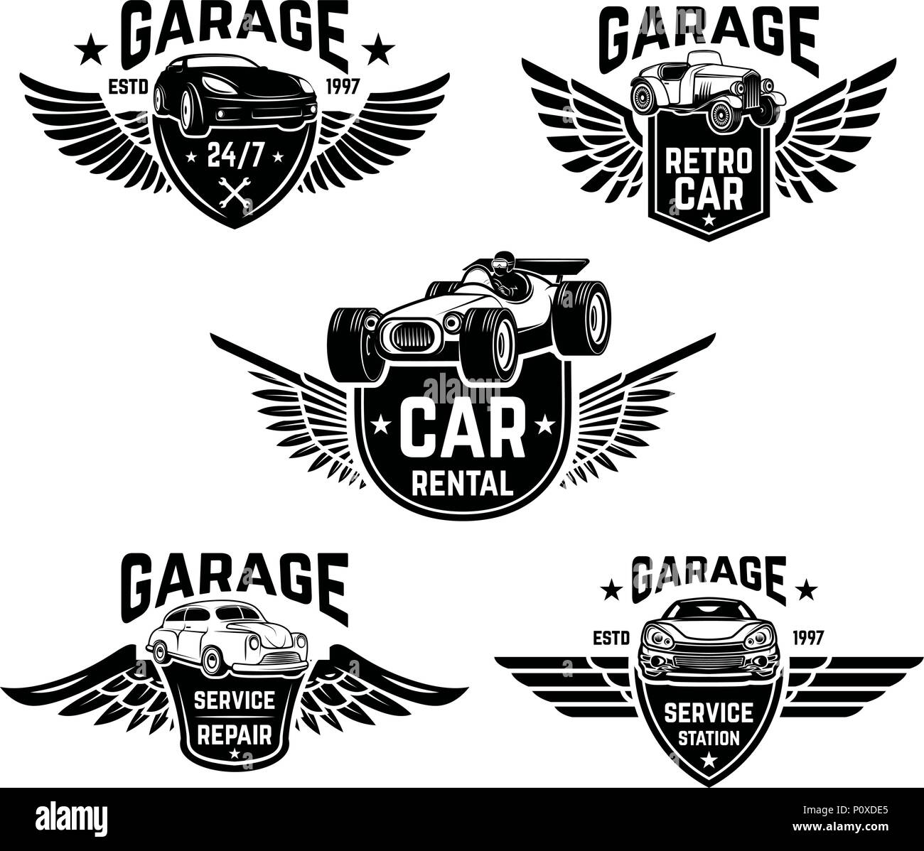 Mechanic Logo Kolbenschlüssel Gekreuzten Motor Auto Motorrad Biker Fahrrad  Garage Reparatur Service-Shop Stock-Vektorgrafik - Alamy
