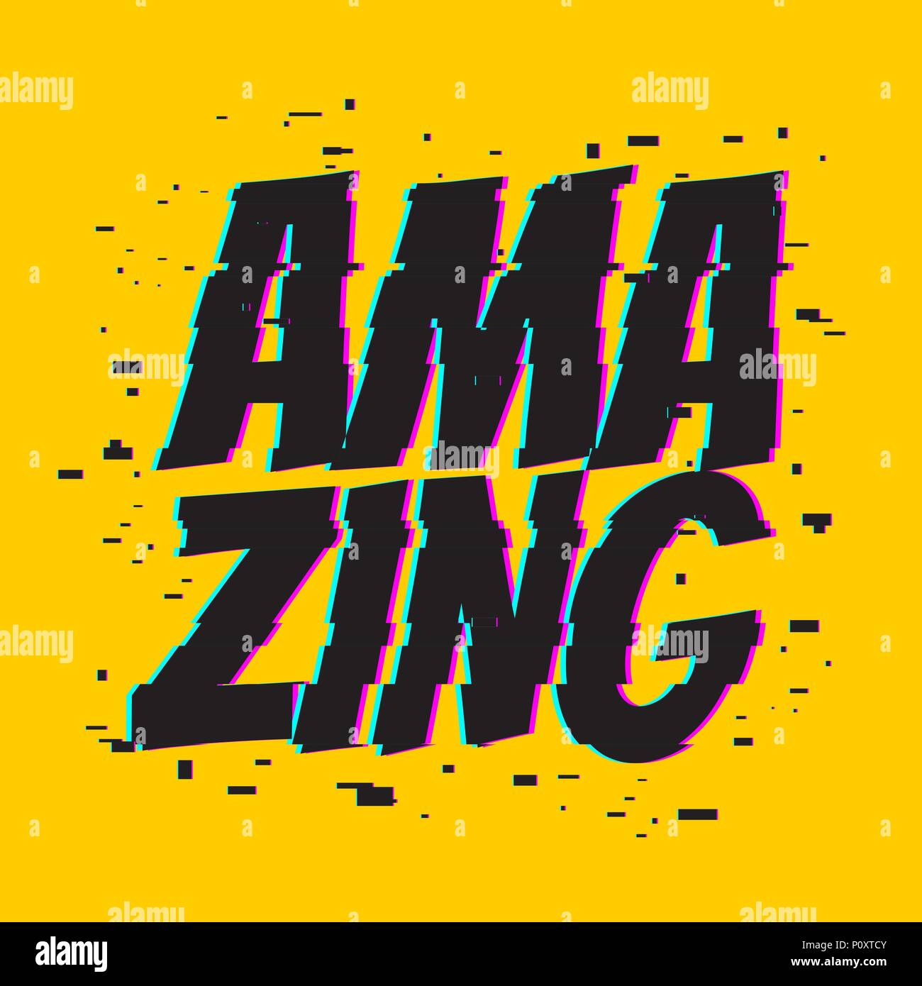 Comic Text glitch Wirkung t-shirt Drucken Stock Vektor