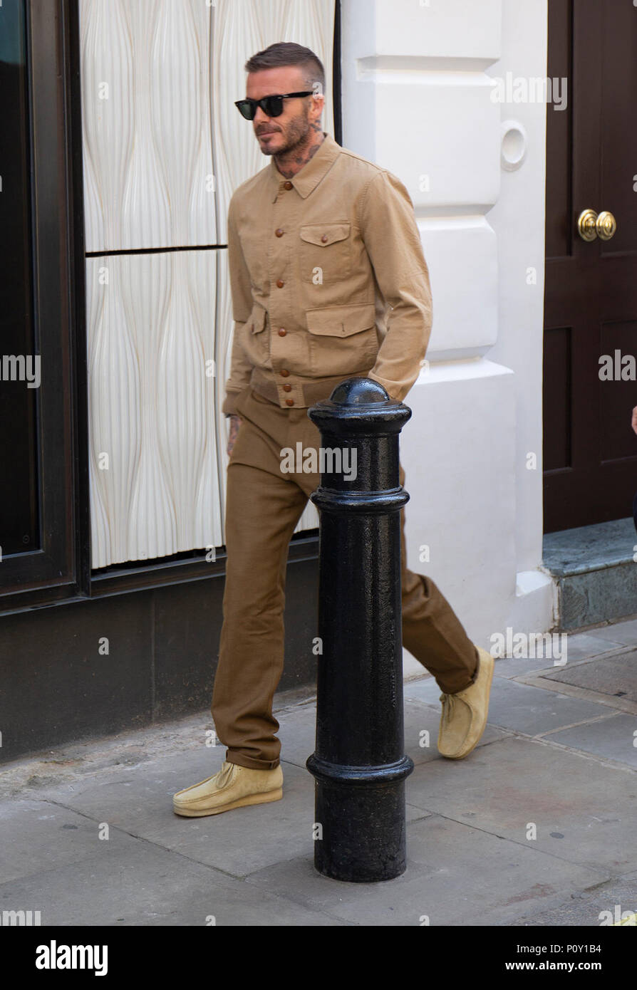 London, Großbritannien. 10. Juni 2018. David Beckham sich seine Kent & Curwen England Mode Präsentation auf der London Fashion Week SS 19 Credit: Paul Licorish/Alamy leben Nachrichten Stockfoto