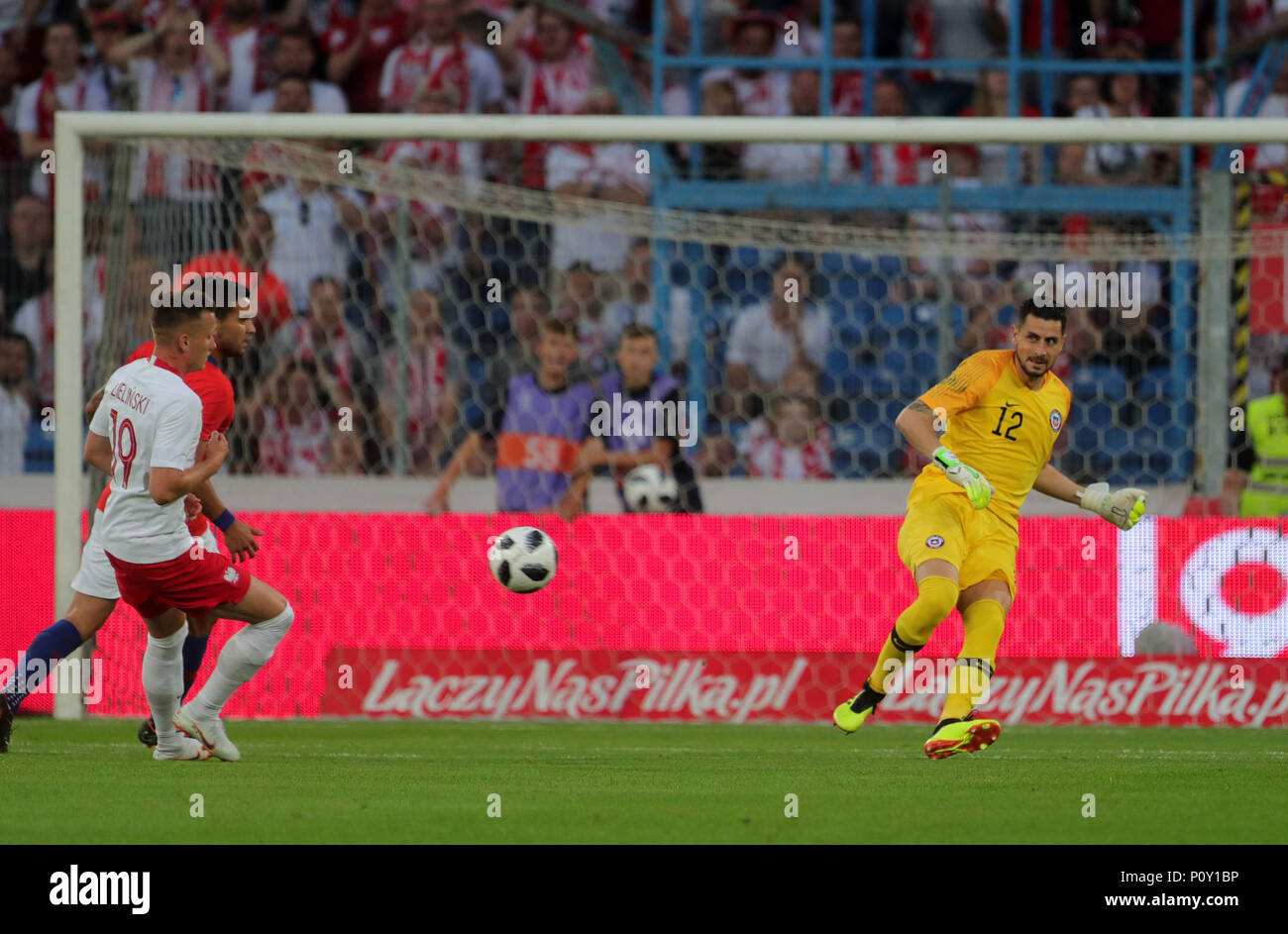 8. Juni 2018, Poznan, Polen: Fußball, Freundschaftliches Spiel Polen gegen Chile am AKOITION Stadion Posen: Gabriel Arien von Chile. Foto: Jens Büttner/dpa-Zentralbild/dpa Stockfoto