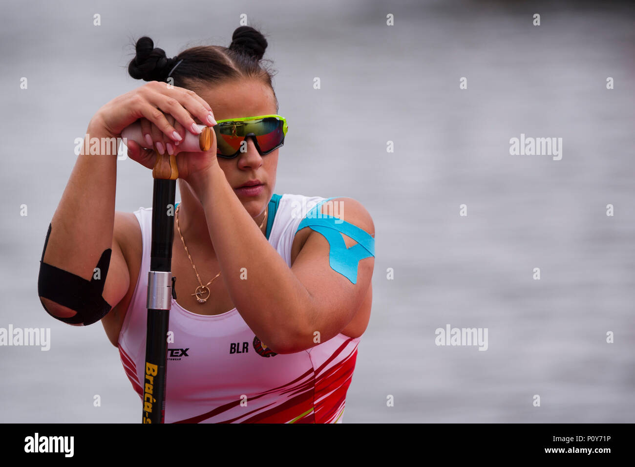 Belgrad, Serbien. 10 Jun, 2018. Alena Nazdrova der BLR sieht nach der Frauen Canoe Single (C1), A, 200 m Sprint Rennen Credit: Nikola Krstic/Alamy leben Nachrichten Stockfoto