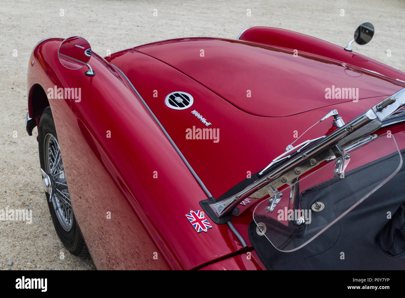 Torino, Italien. 10. Juni 2018. Detail eines roten 1961 MG A 1600 MK II Stockfoto