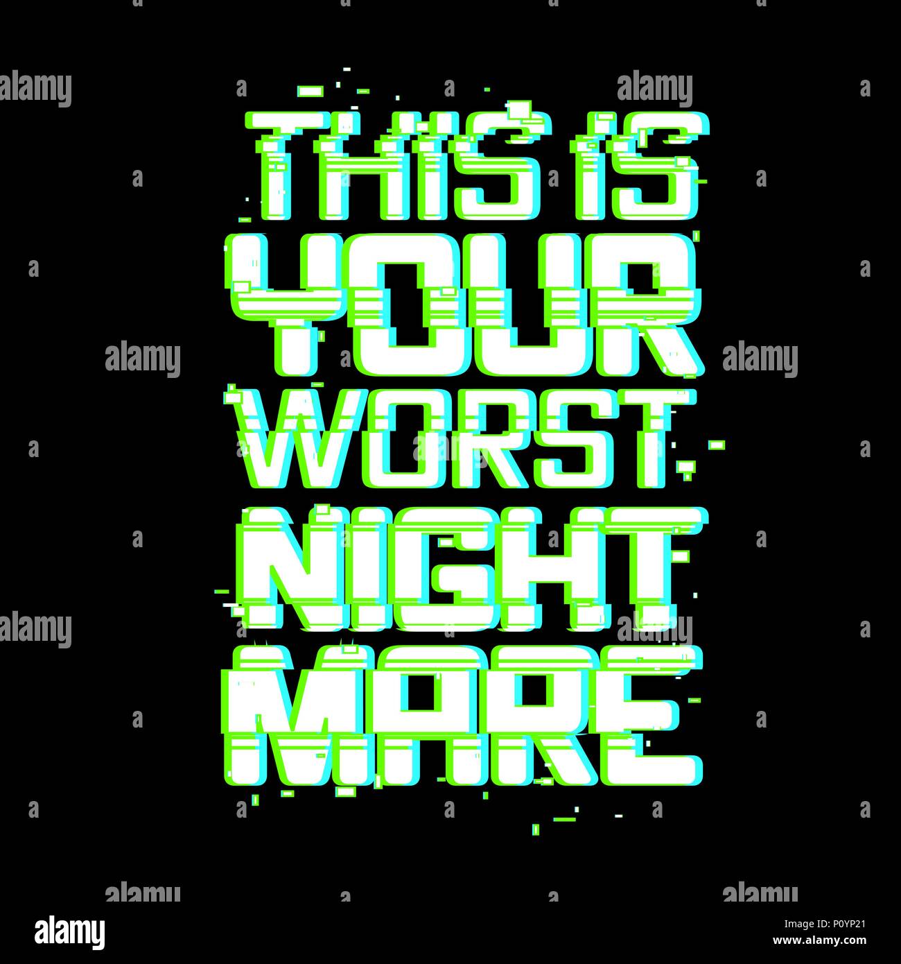 Comic Text glitch Wirkung t-shirt Drucken Stock Vektor