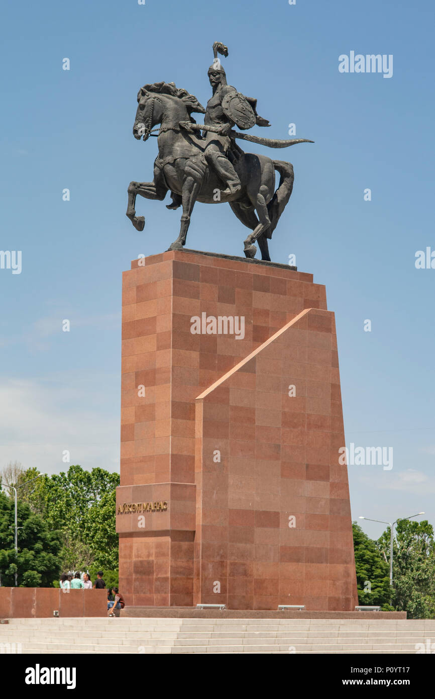 Statue von Aikol Manas, Ala-Too Square, Bischkek, Kirgisistan Stockfoto
