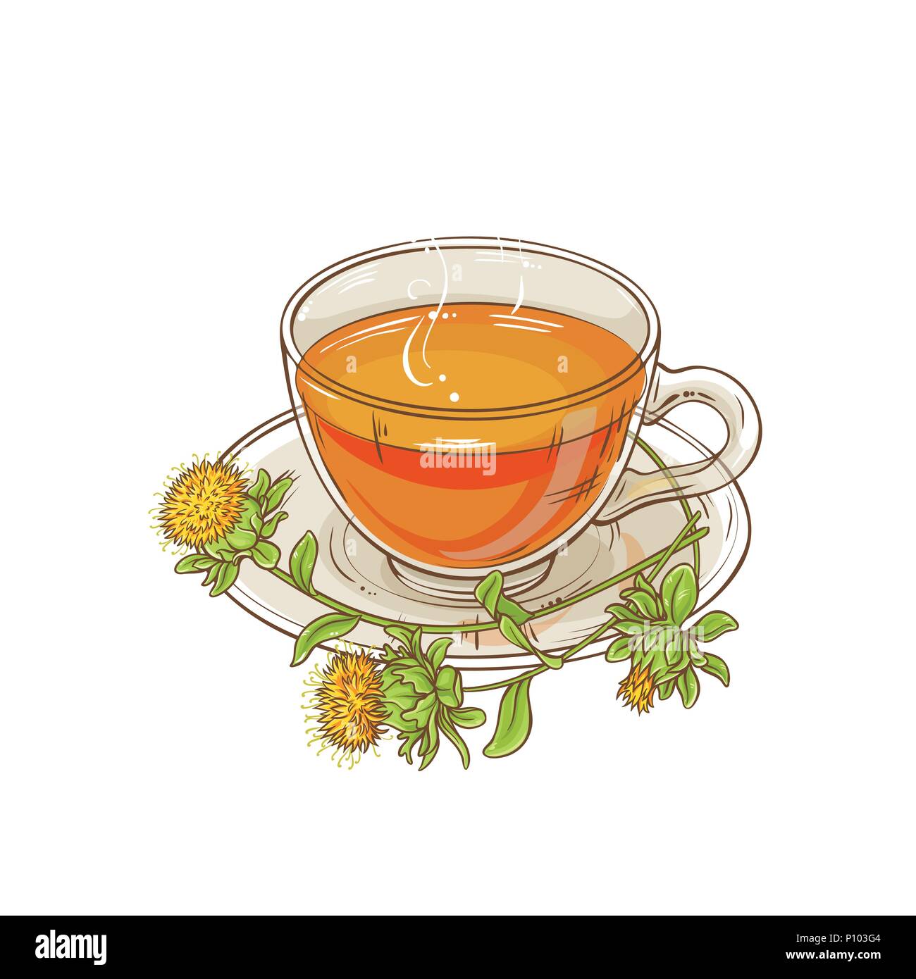 Tasse saflor Tee Abbildung auf weißem Hintergrund Stock Vektor