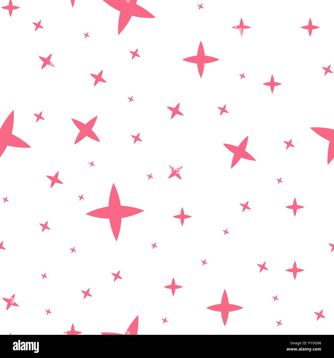 Sterne Muster. Vektor nahtlose Hintergrund mit Aquarell rosa und glitzernden goldenen Sternen. Stock Vektor