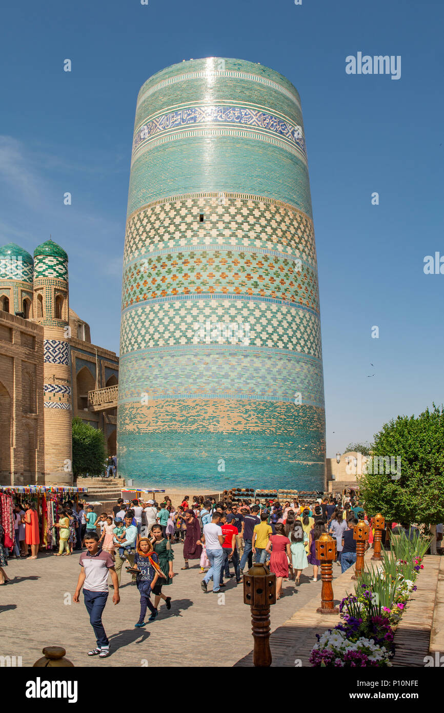 Unvollendete Minarett, Chiwa, Usbekistan Stockfoto