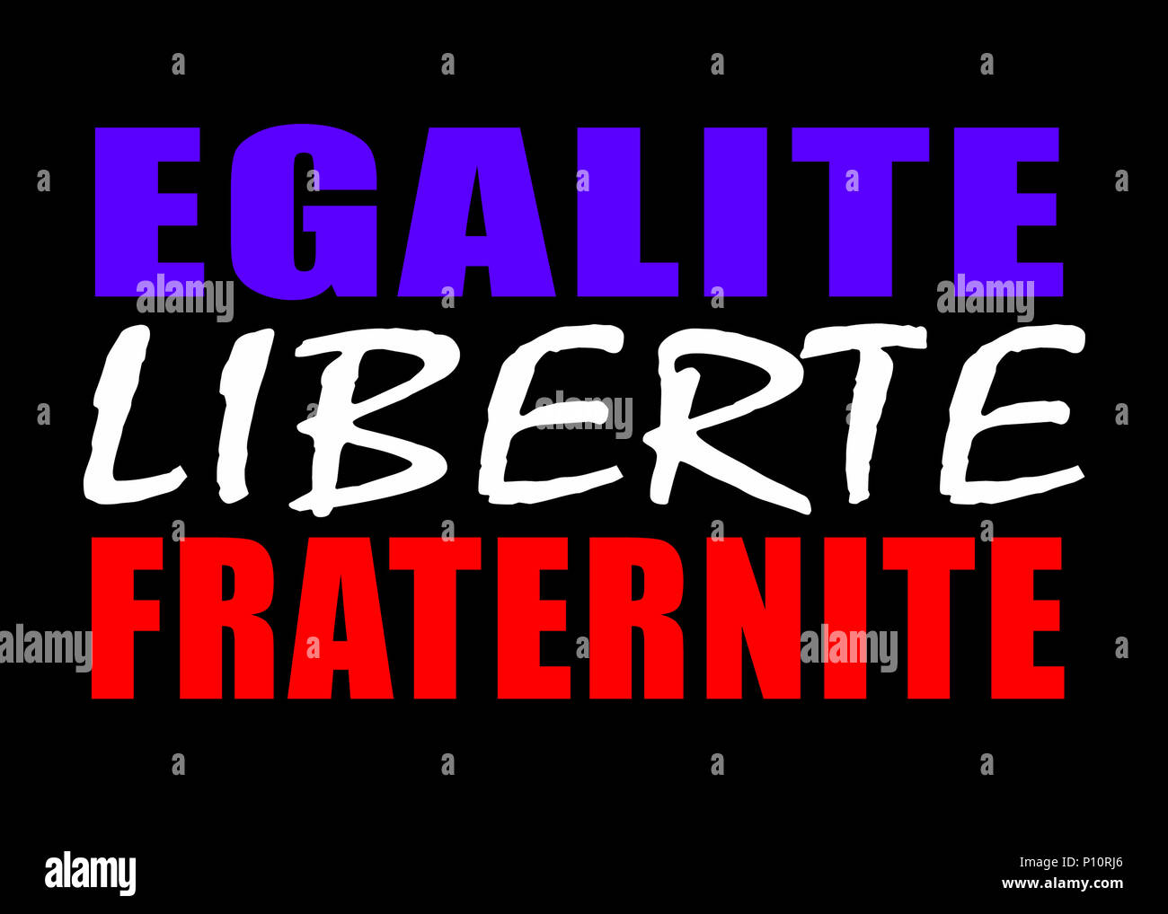 Französische Revolution Feier typografische Gestaltung in Blau-weiß und rot Stockfoto