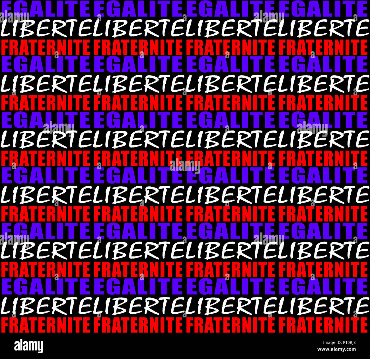 Französische Revolution Feier typografische Gestaltung in Blau-weiß und rot Stockfoto