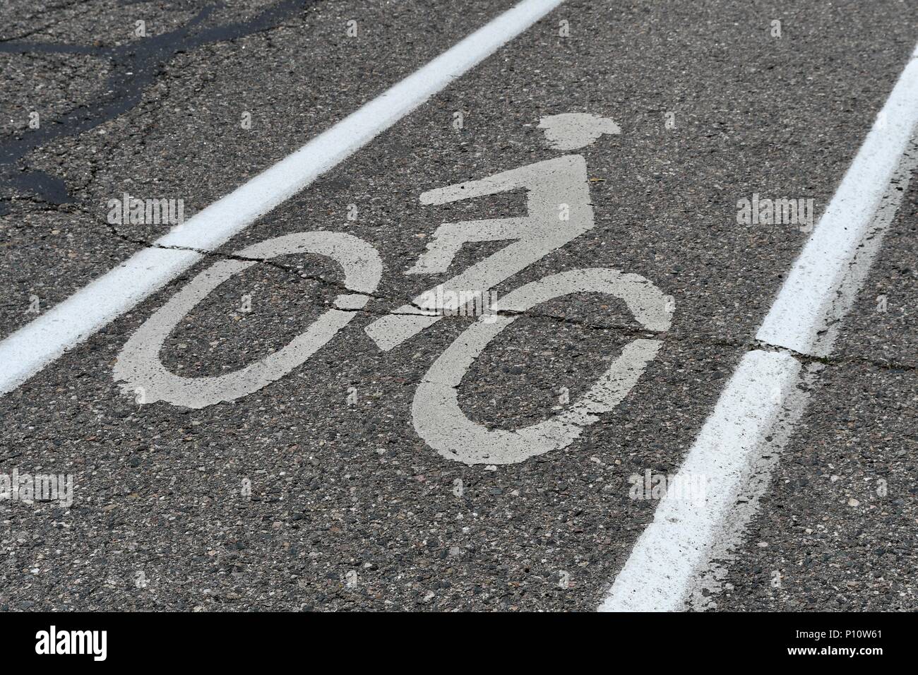 Fahrradroute Piktogramm auf Asphalt Stockfoto