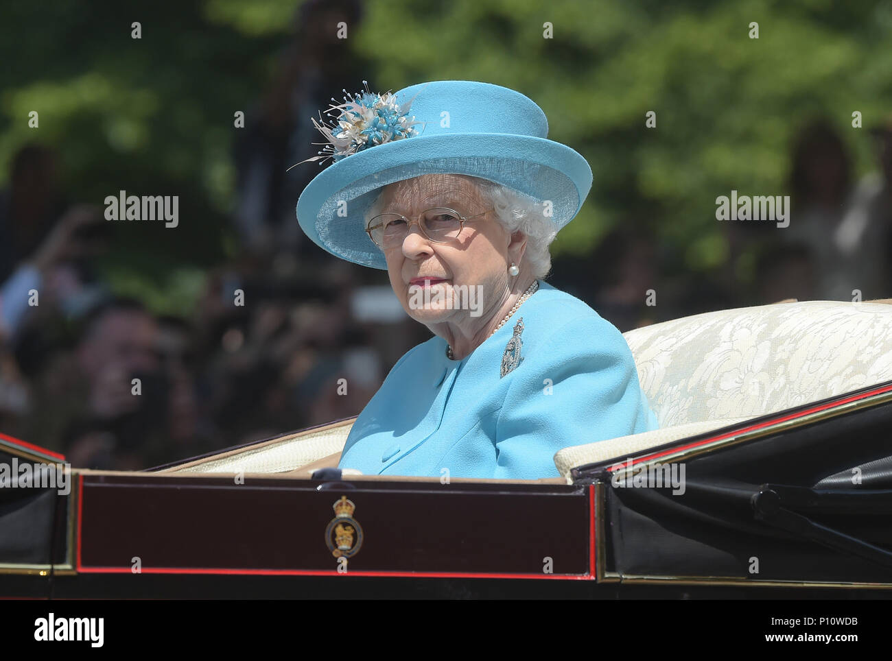 Queen Elizabeth IITrooping die Farbe, Queens Geburtstag Parade London Stockfoto