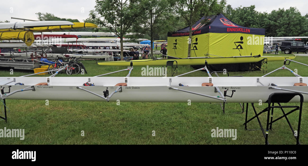 Viola Strand commemorative quad Boot, von Warrington Rudern Club, im Dorney Ruderzentrum, den 25. Mai 2018 benannte Stockfoto