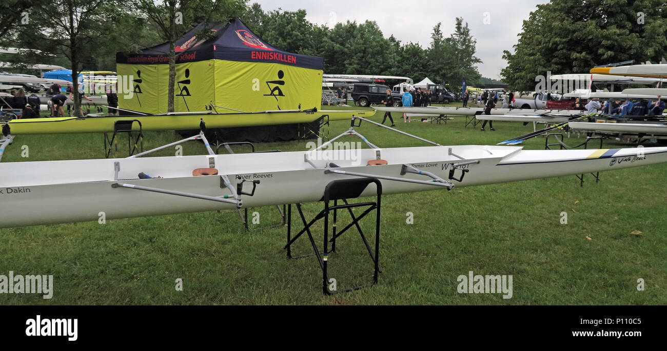 Viola Strand commemorative quad Boot, von Warrington Rudern Club, im Dorney Ruderzentrum, den 25. Mai 2018 benannte Stockfoto