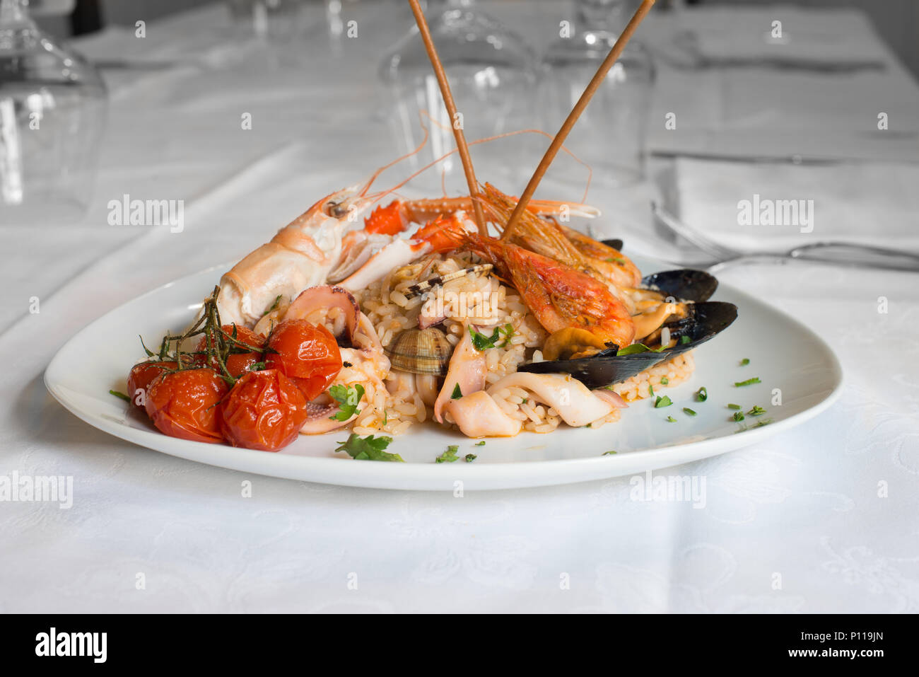 Risotto Allo Scoglio Stockfoto