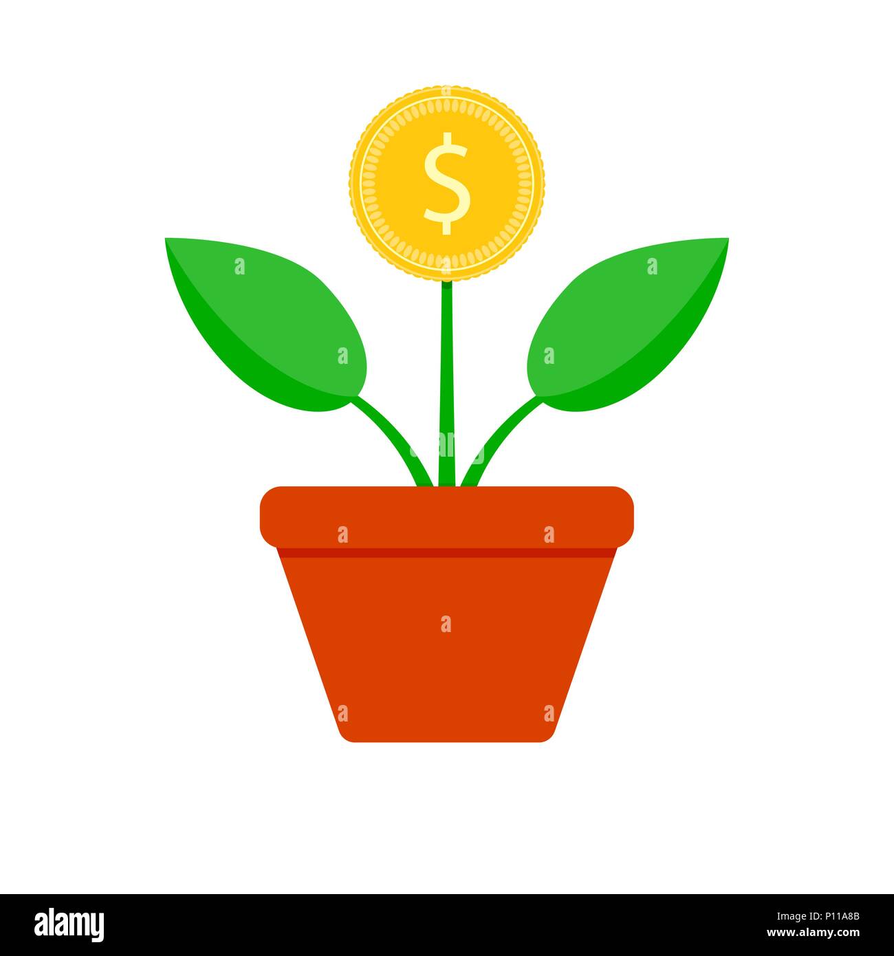 Wachstum Finanzen Münze Baum. Vektor Finanzen Baumwachstum, Geldanlage, Illustration von Profit Anlage Stock Vektor