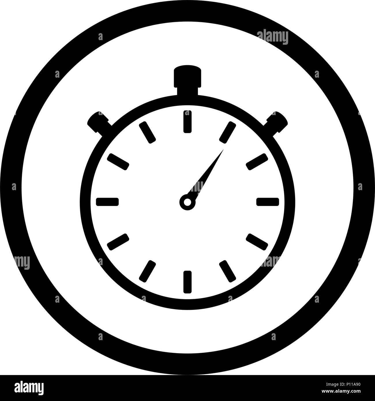 Stoppuhr schwarz weißes Symbol. Vektor Chronometer für Trainer app, Ausstattung Zeitschaltuhr monochrome Emblem Abbildung Stock Vektor