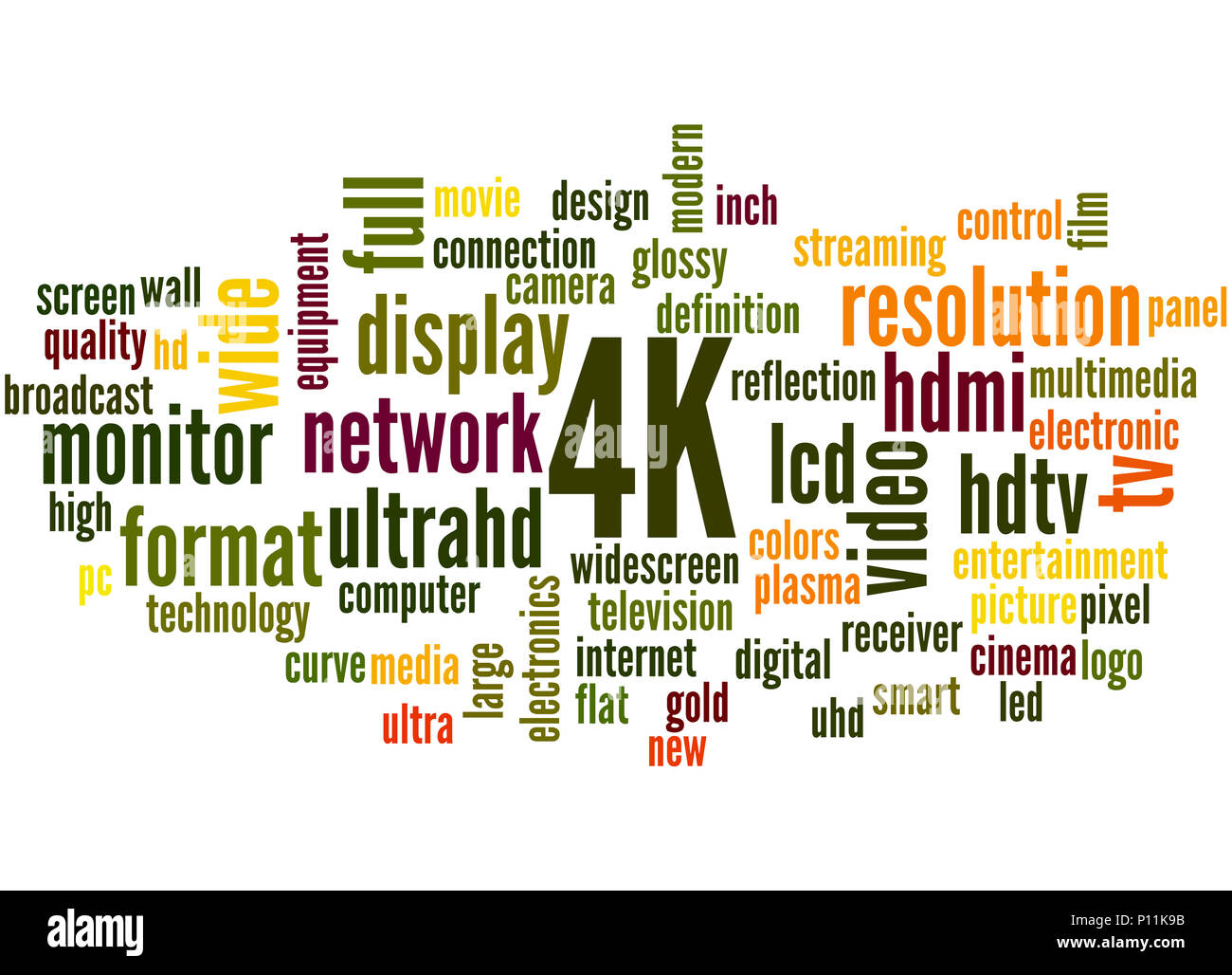 4K, Word cloud Konzept auf weißem Hintergrund. Stockfoto