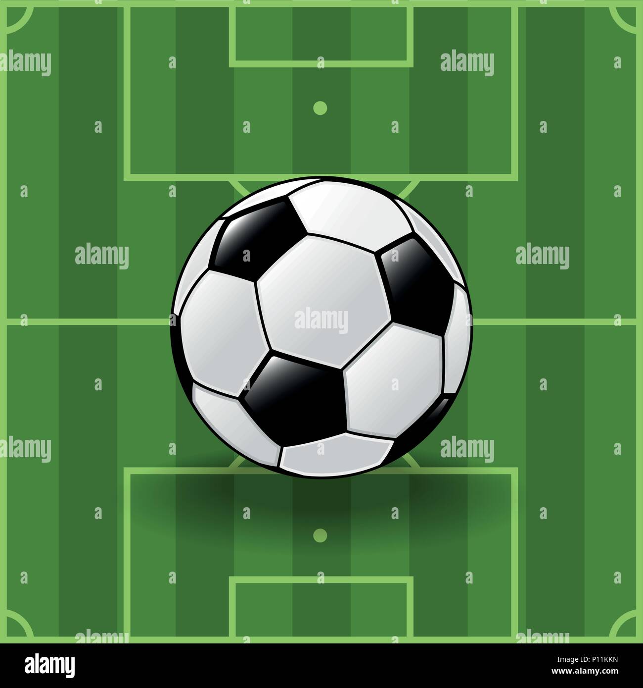 Fußball auf fussballfeld Hintergrund, Fußball Turnier, für Poster Sport Fussball-Vector Illustration. Stock Vektor