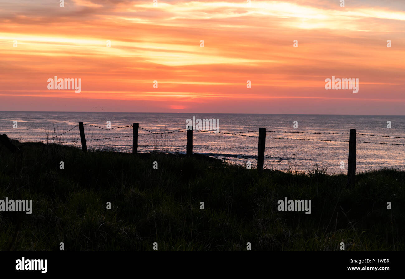 Die Sonne über dem Pentland Firth, Caithness, Schottland. 23. Mai 2018 Stockfoto