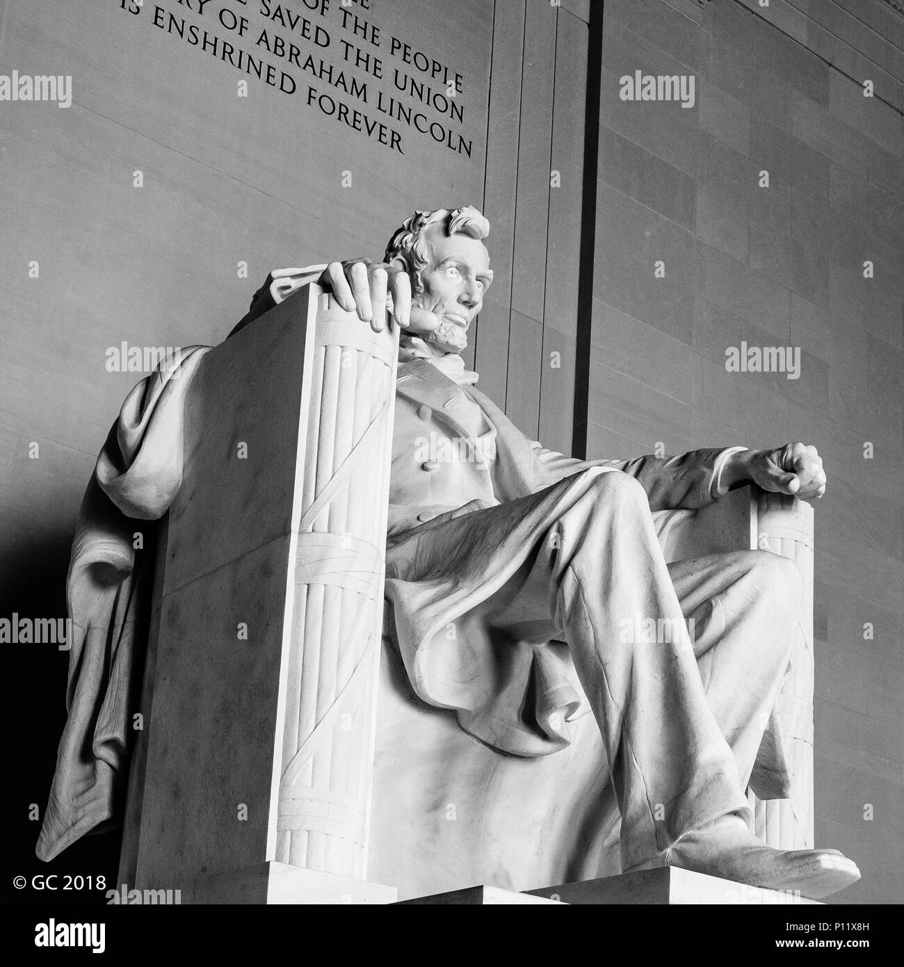 Monochrome Lincoln Memorial Monument, National Mall in Washington, D.C. Stockfoto