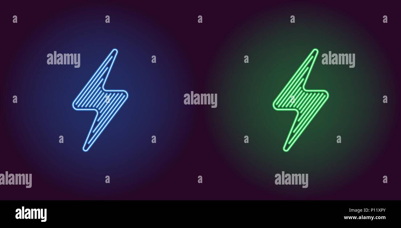 Neon Symbol Von Blau Und Grun Elektrische Energie Vector Illustration Von Blau Und Grun Neon Elektrische Zeichen Bestehend Aus Neon Skizziert Mit Hintergrundbeleuchtung Stock Vektorgrafik Alamy