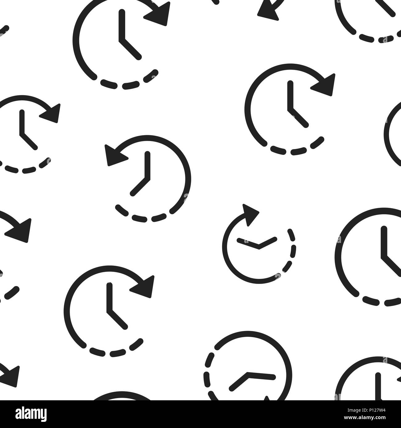 Uhrzeit icon nahtlose Muster Hintergrund. Geschäftskonzept Vector Illustration. Timer symbol Muster. Stock Vektor