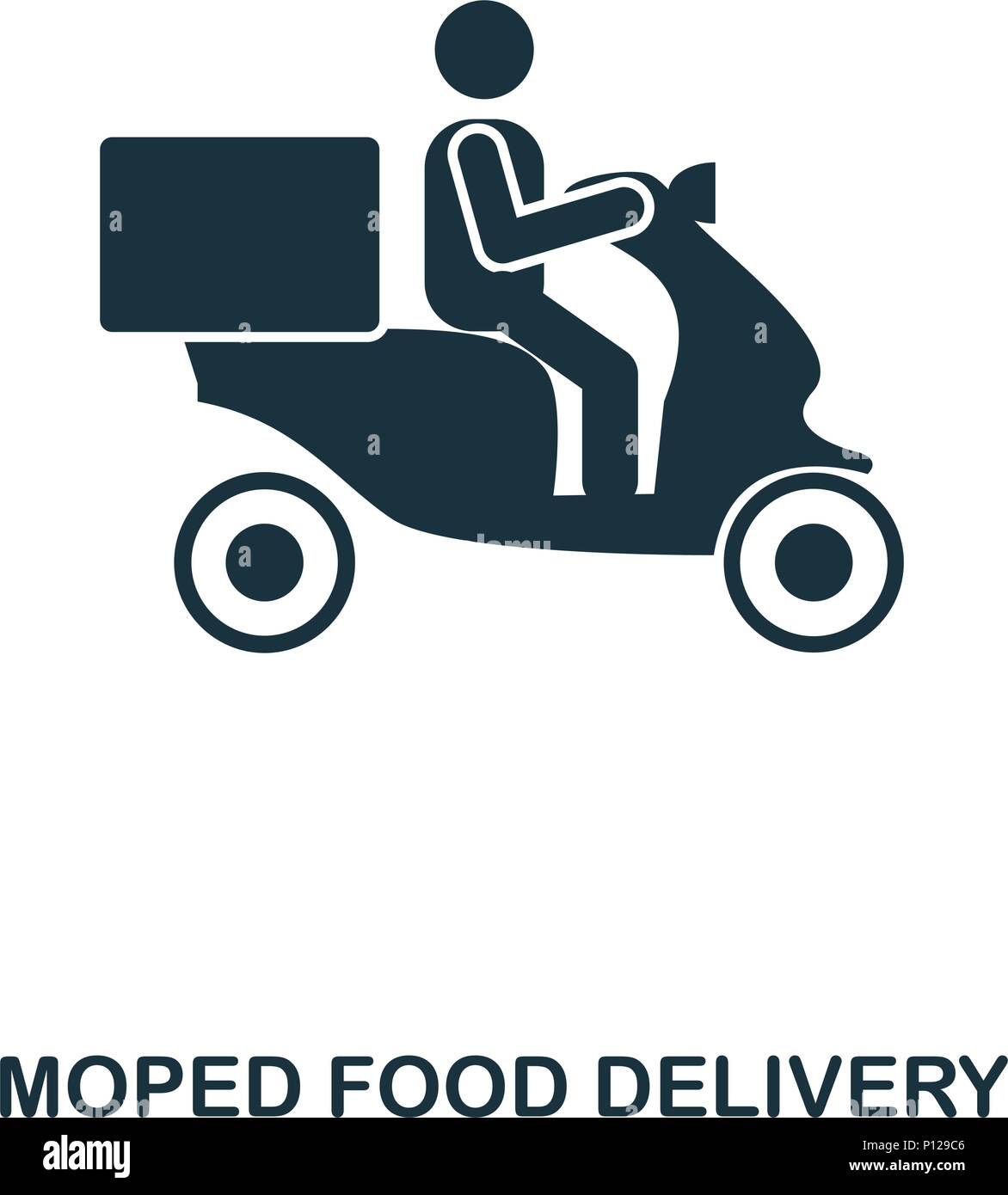 Moped Lebensmittel-lieferservice Symbol. Mobile Apps, Drucken und mehr. Einfaches Element singen. Monochrome Moped Lebensmittel-lieferservice Symbol Abbildung. Stock Vektor