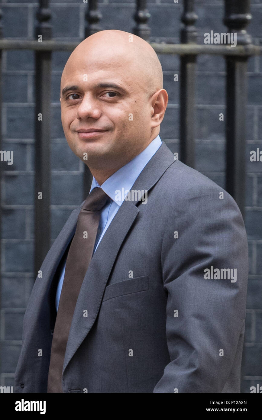 Downing Street, London, UK. 12. September 2016. Sajid Javid, Minister für kommunale Angelegenheiten und örtliche Selbstverwaltung, kommt in der Downing Street. Stockfoto