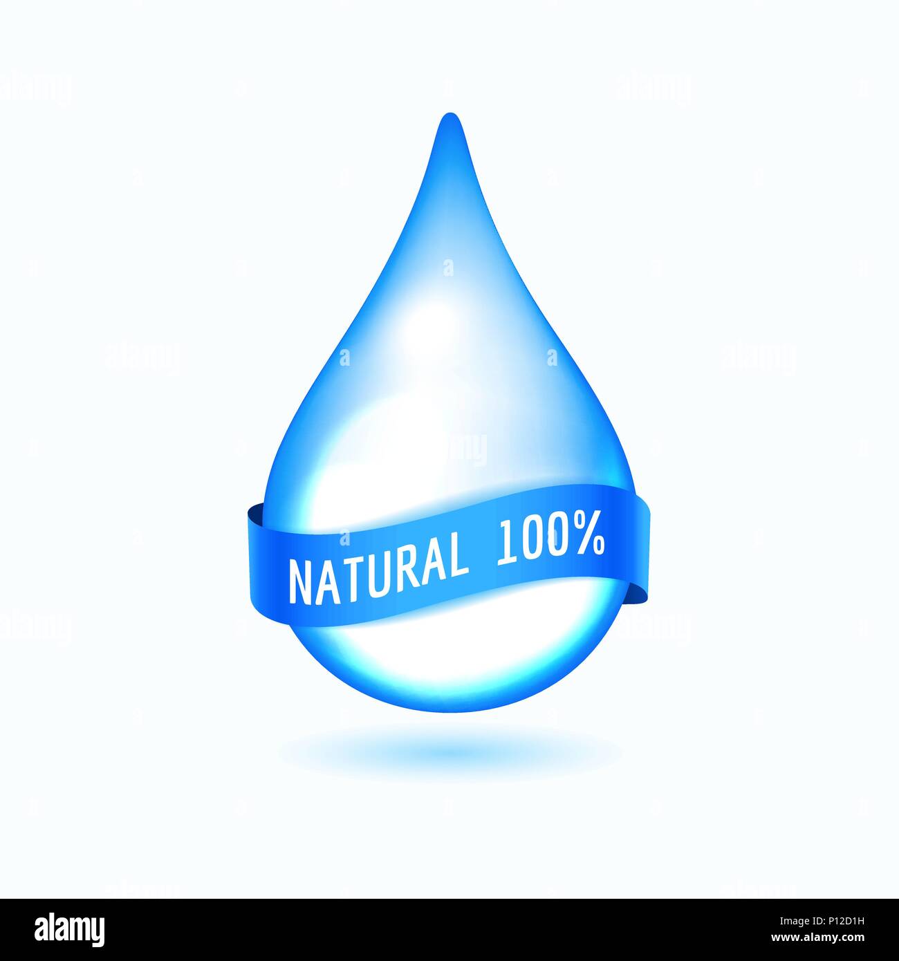 Vektor Wasser Tropfen mit blauer Schleife. Auf weissem Hintergrund Stock Vektor
