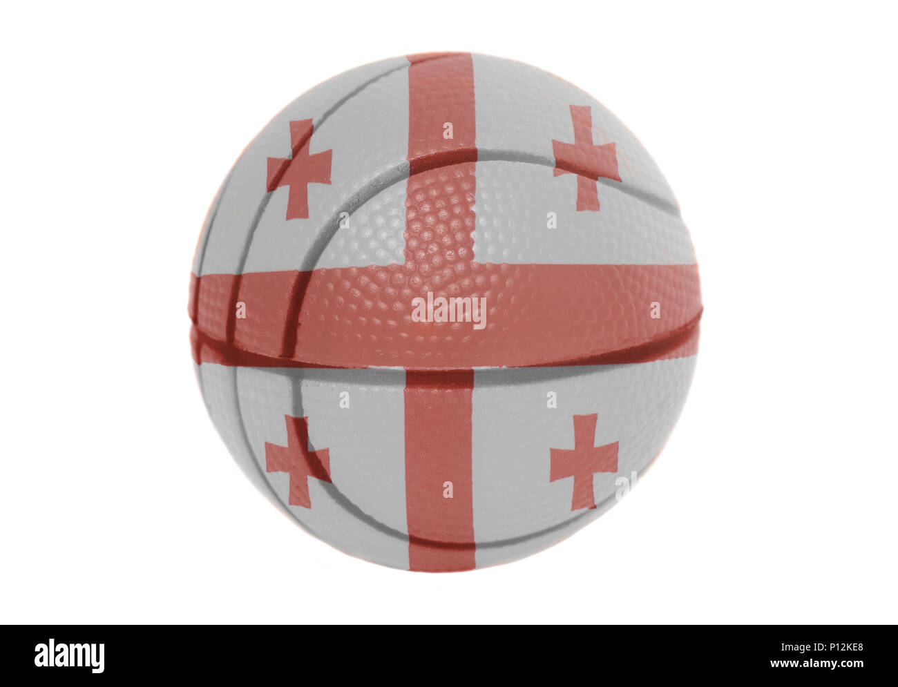 Flagge von Georgia auf volleyball Ball auf weißem Hintergrund Stockfoto