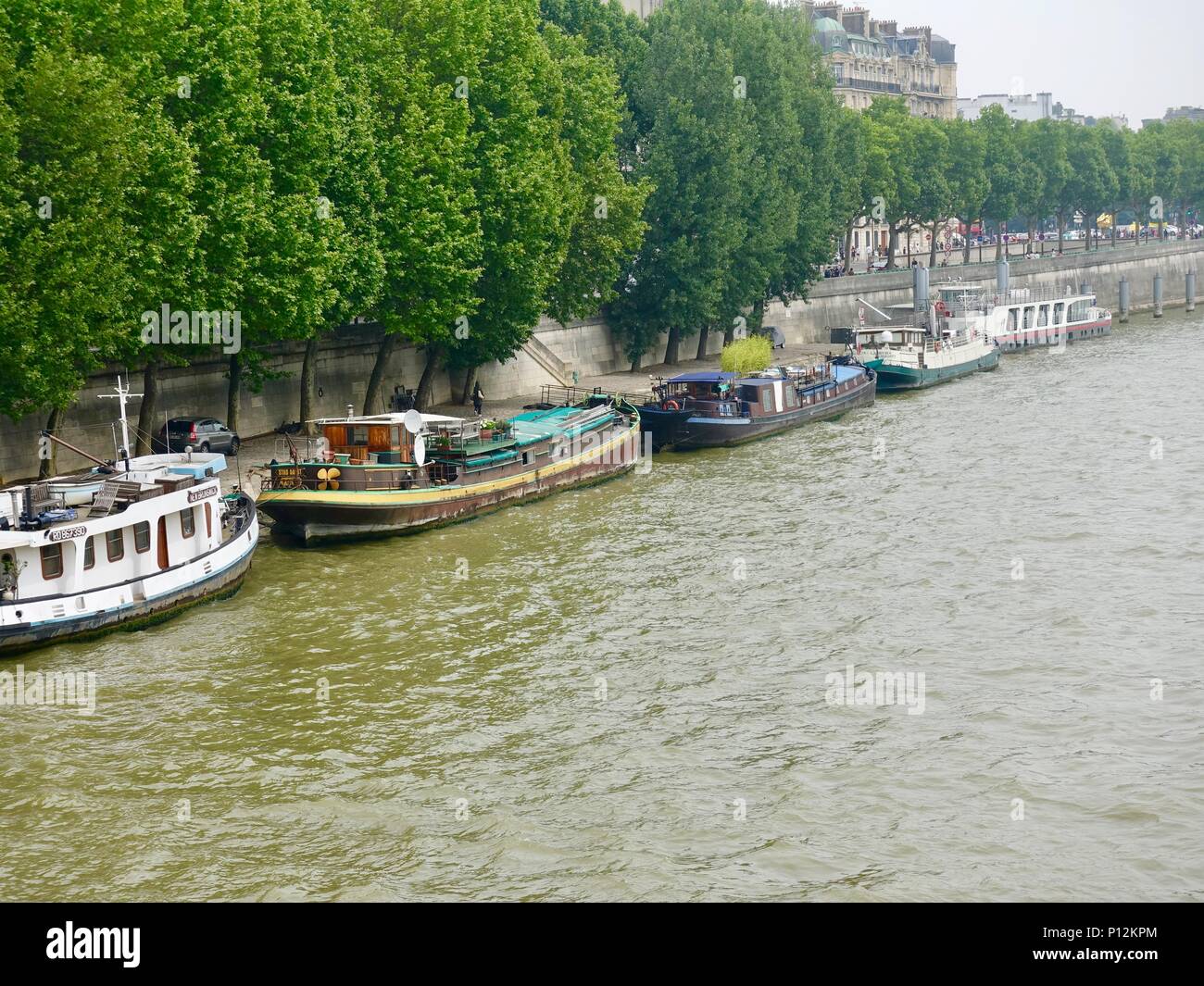 Boote auf der Seine, Paris, Frankreich Stockfoto